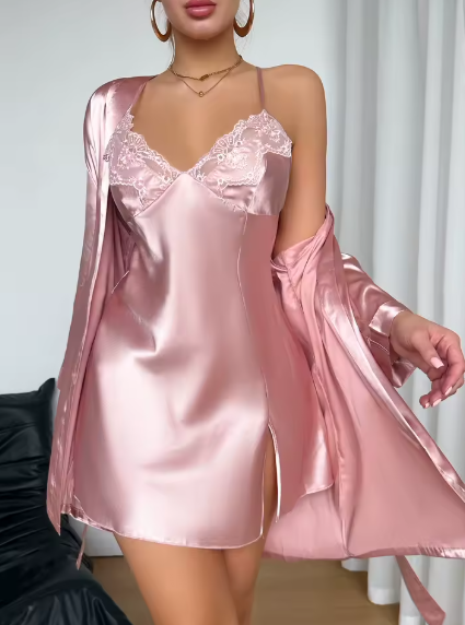 Rosa - Conjunto Pijama de Satén