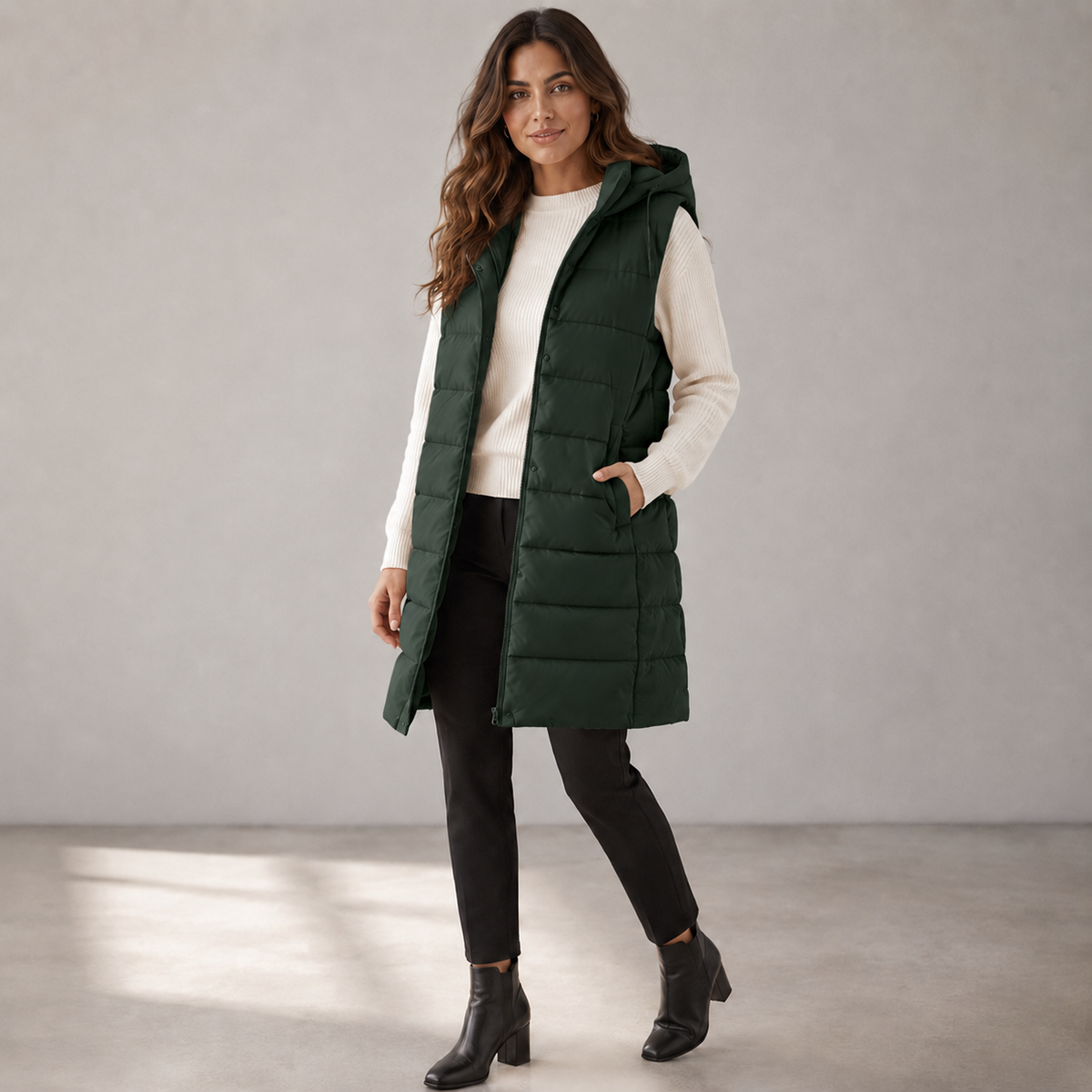 Valeria — Chaleco acolchado largo