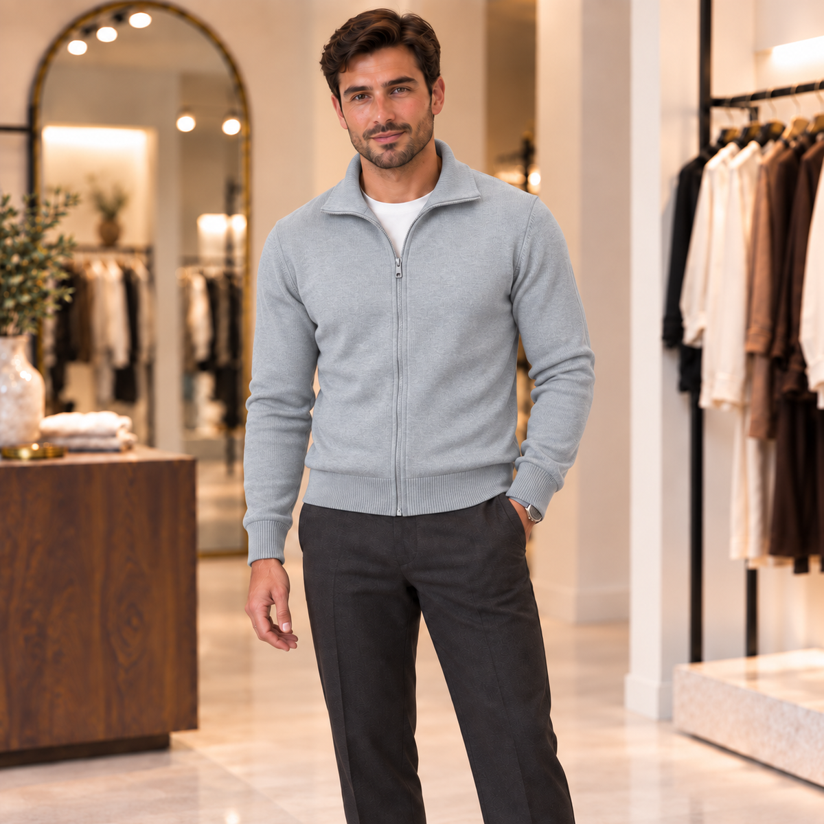 Chaqueta de Hombre con Cuello Alto